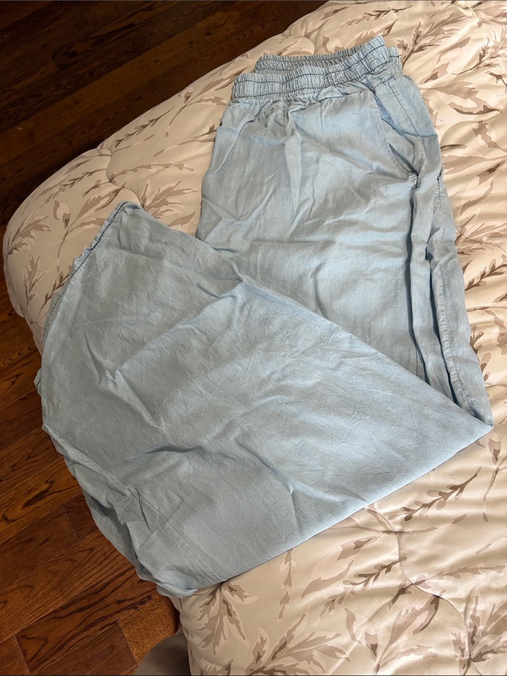 Elle Light Blue Elastic Waist Pull-On Pants